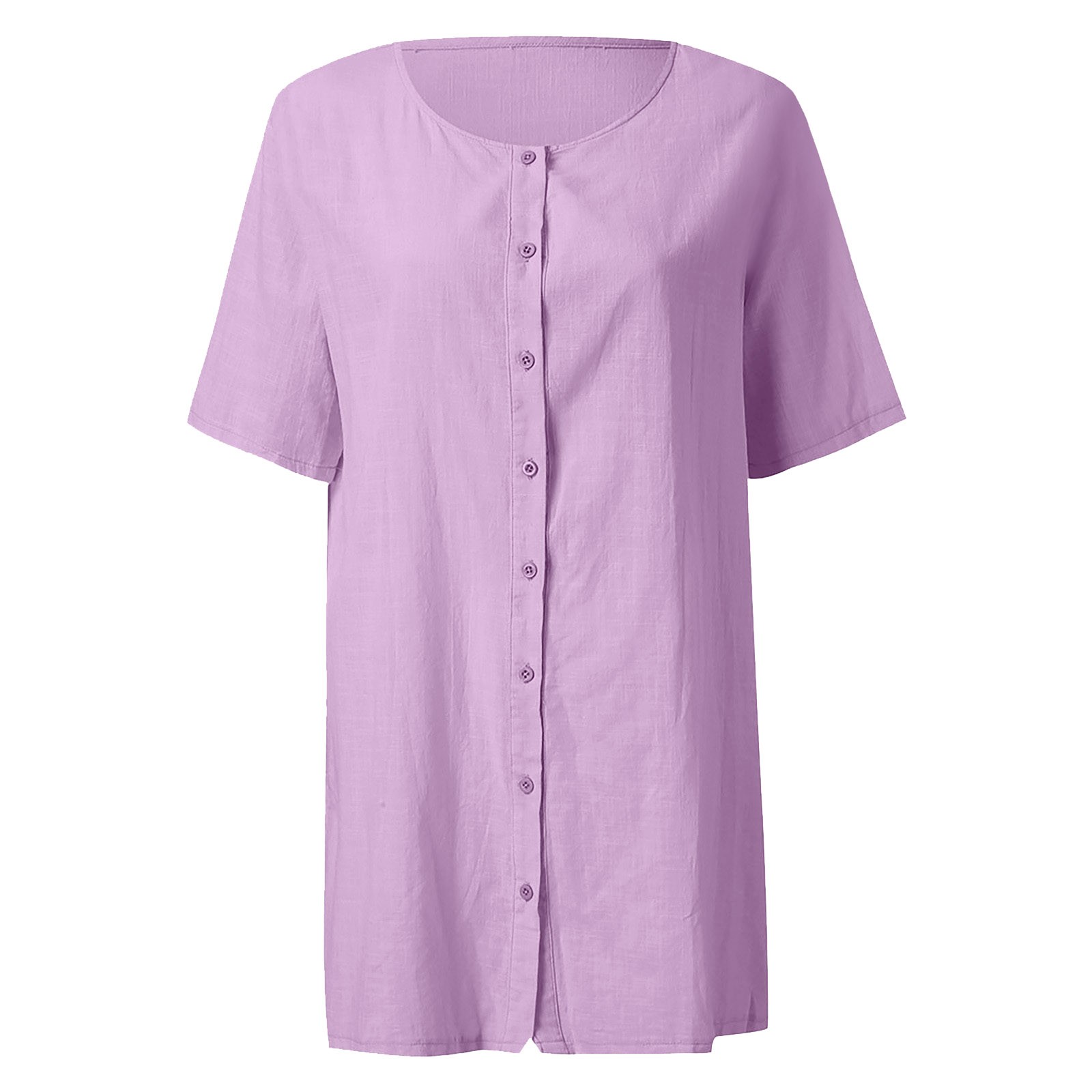 thumbnail image 4 of Vestido camisero de manga corta con cuello en V para mujer: elegante vestido holgado de color liso para todas las estaciones (S-XXXXXL), 4 of 5
